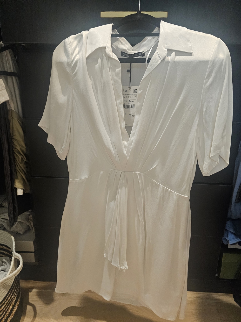 Zara White V-Neck Mini Dress